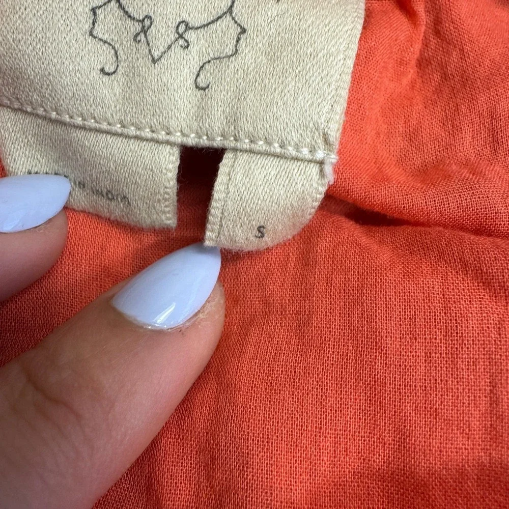 Vanessa Virginia Dress Womens Small Orange‎ Gauze Braided Straps Anthropologie